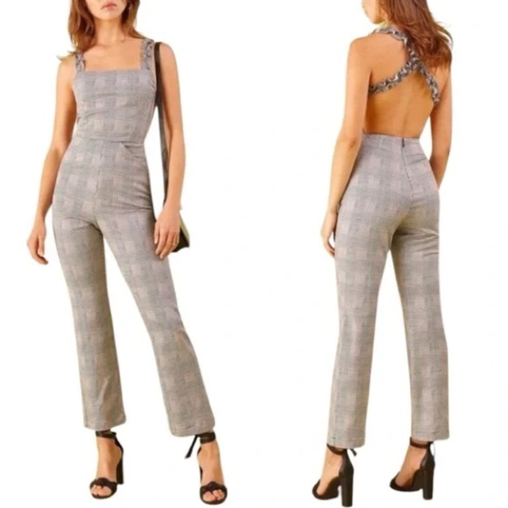 Reformation Oakland Plaid Jumpsuit